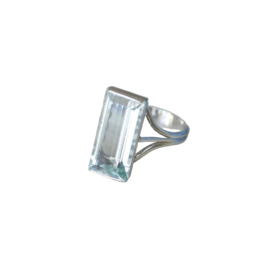 Bague Cocktail Aigue Marine 8,00 Cts sur Or Blanc - Castafiore