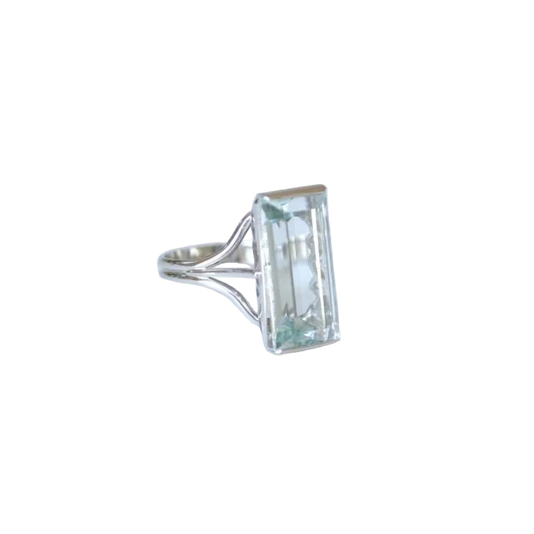 Bague Cocktail Aigue Marine 8,00 Cts sur Or Blanc - Castafiore