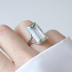 Bague Cocktail Aigue Marine 8,00 Cts sur Or Blanc - Castafiore