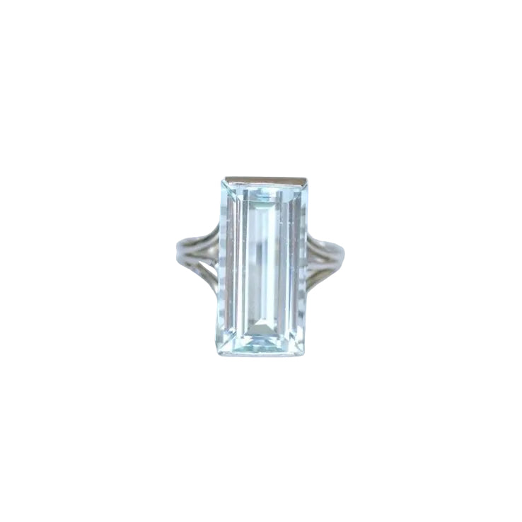 Bague Cocktail Aigue Marine 8,00 Cts sur Or Blanc - Castafiore