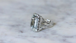 Bague Cocktail Aigue Marine et Diamants - Castafiore