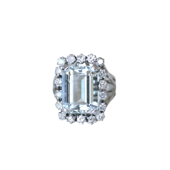 Bague Cocktail Aigue Marine et Diamants - Castafiore