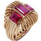 Bague Cocktail années en or jaune et rubis - Castafiore