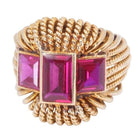 Bague Cocktail années en or jaune et rubis - Castafiore