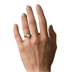 Bague Cocktail BAUME en or blanc, pierre de lune et saphirs - Castafiore