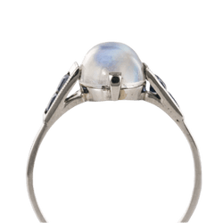 Bague Cocktail BAUME en or blanc, pierre de lune et saphirs - Castafiore