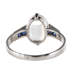 Bague Cocktail BAUME en or blanc, pierre de lune et saphirs - Castafiore