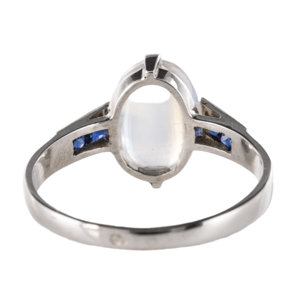 Bague Cocktail BAUME en or blanc, pierre de lune et saphirs - Castafiore