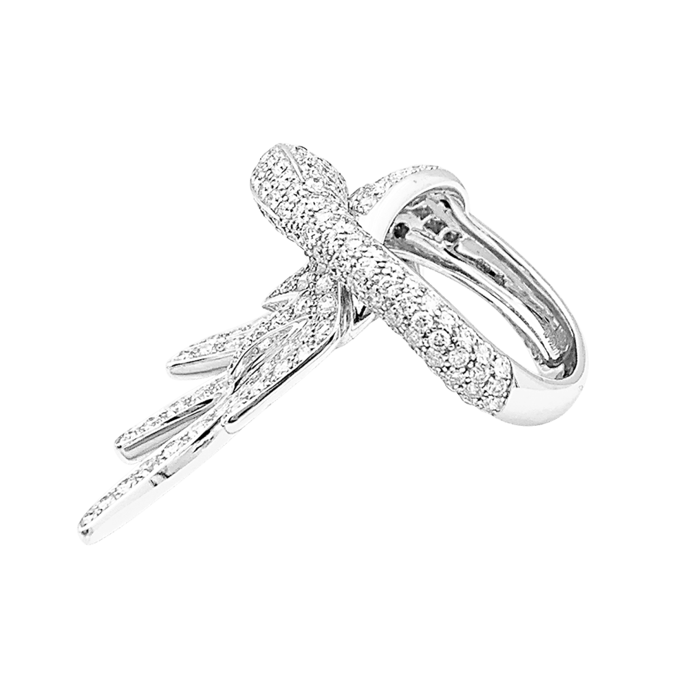 Bague Cocktail BOUCHERON "Cypris le Cygne" en or blanc, rubis et diamants - Castafiore