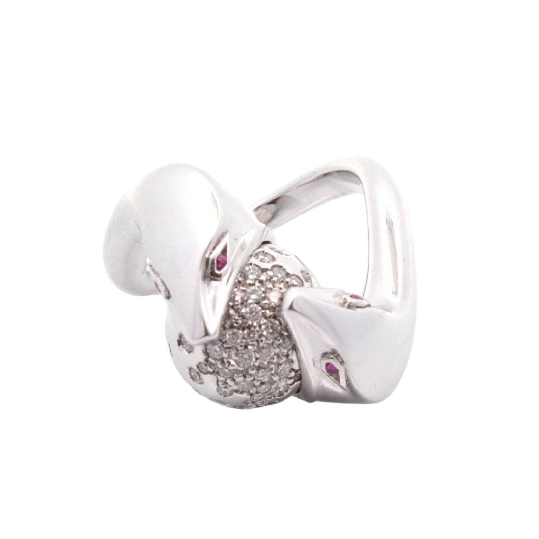 Bague Cocktail BOUCHERON en or blanc, rubis et diamants - Castafiore