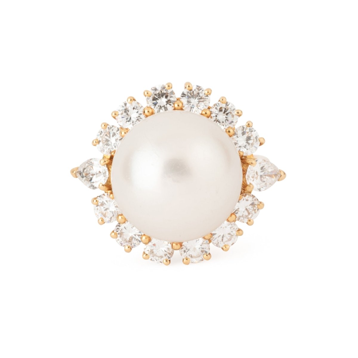 Bague Cocktail Boucheron en or jaune, perle et diamants - Castafiore