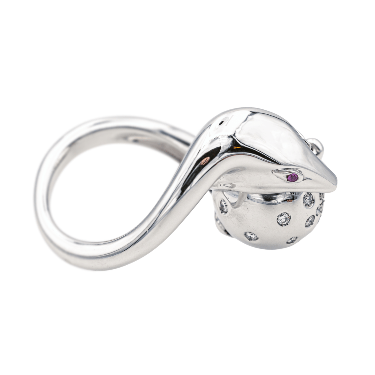 Bague Cocktail BOUCHERON "Trouble" or blanc, rubis et diamants - Castafiore
