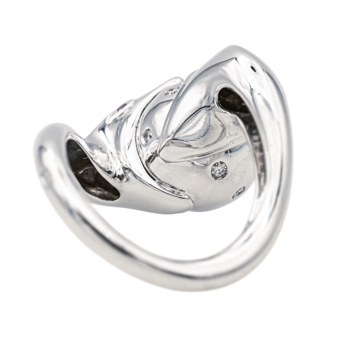 Bague Cocktail BOUCHERON "Trouble" or blanc, rubis et diamants - Castafiore