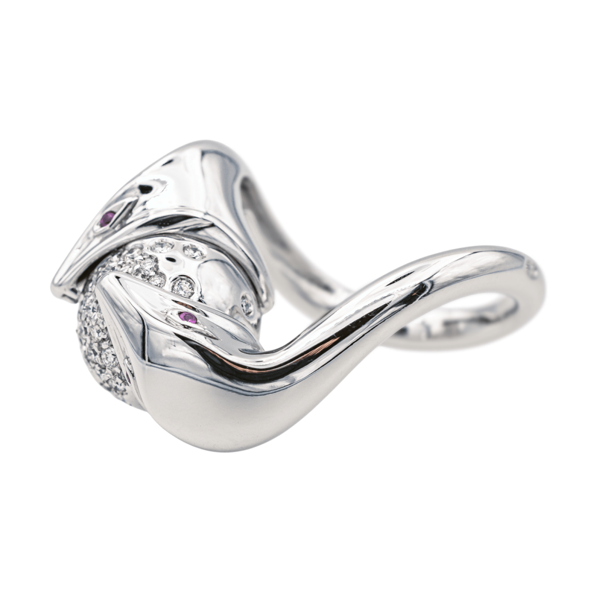 Bague Cocktail BOUCHERON "Trouble" or blanc, rubis et diamants - Castafiore