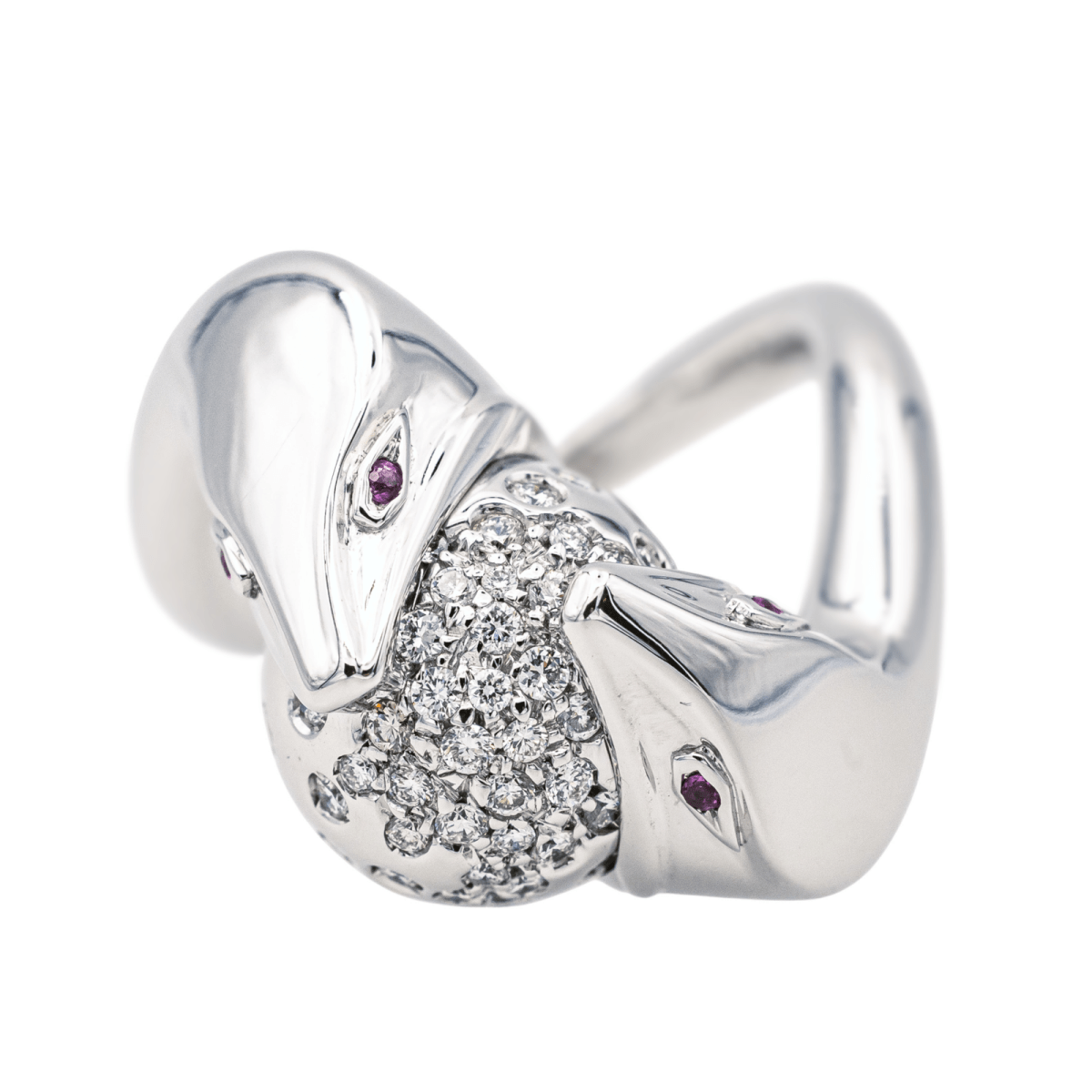Bague Cocktail BOUCHERON "Trouble" or blanc, rubis et diamants - Castafiore