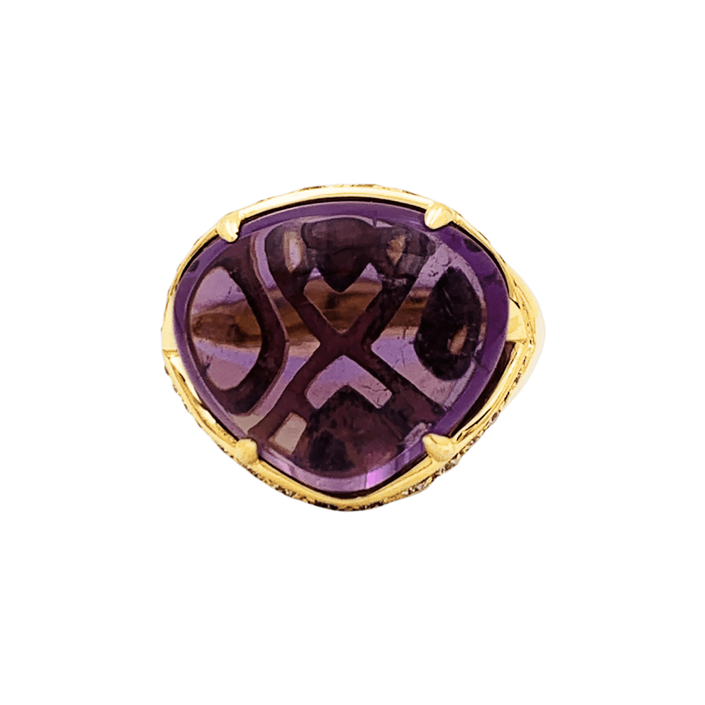 Ring Bulgari, "Sassi Mediterranean Eden", yellow gold, amethyst and diamonds.