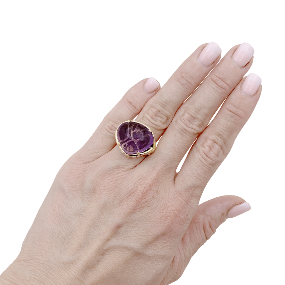 Ring Bulgari, "Sassi Mediterranean Eden", yellow gold, amethyst and diamonds.