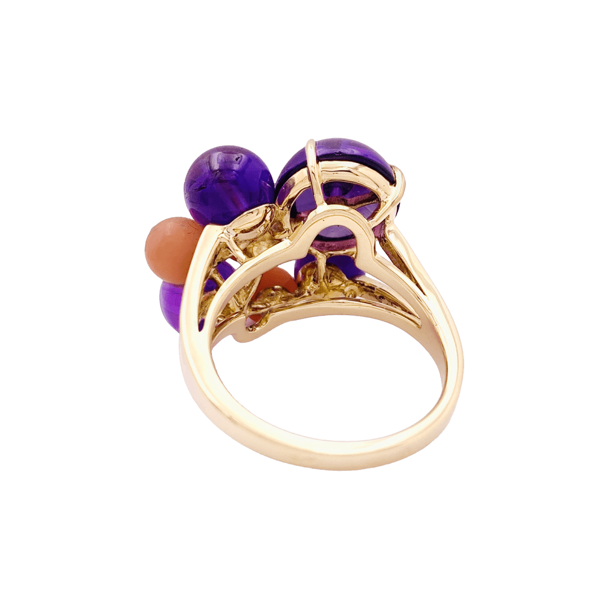 Bague Cocktail CARTIER "Délices de Goa" en or jaune, corail, améthyste et diamant - Castafiore