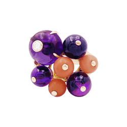 Bague Cocktail CARTIER "Délices de Goa" en or jaune, corail, améthyste et diamant - Castafiore