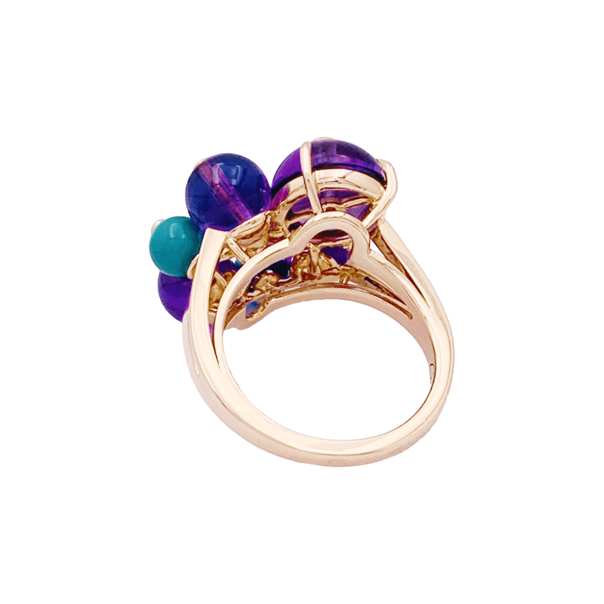 Bague Cocktail CARTIER "Délices de Goa" en or rose, améthyste, turquoise et diamant - Castafiore