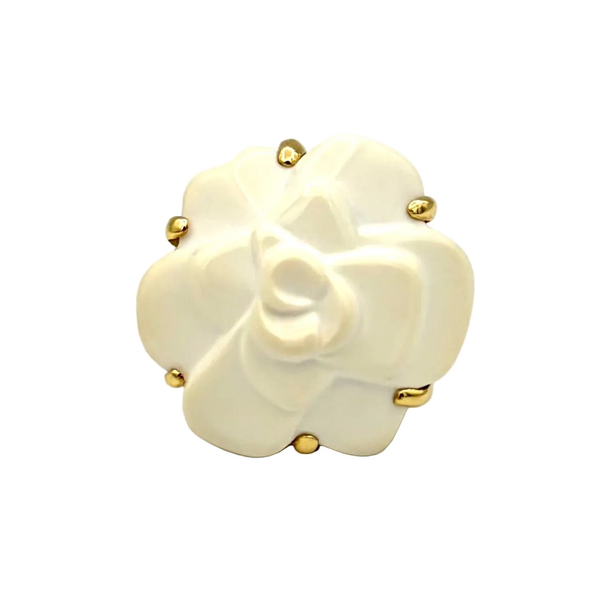 Bague Cocktail CHANEL "Camélia" en or jaune et agate - Castafiore