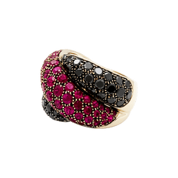 Bague Cocktail DAMIANI "Gomitolo" en or jaune, rubis et diamants - Castafiore