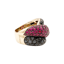 Bague Cocktail DAMIANI "Gomitolo" en or jaune, rubis et diamants - Castafiore