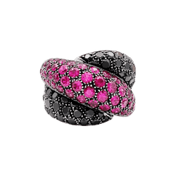 Bague Cocktail DAMIANI "Gomitolo" en or jaune, rubis et diamants - Castafiore
