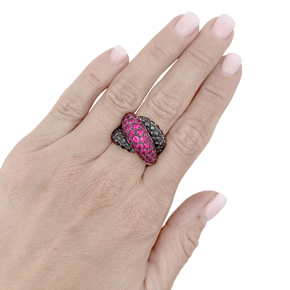 Bague Cocktail DAMIANI "Gomitolo" en or jaune, rubis et diamants - Castafiore