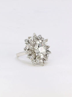 Bague cocktail diamants taille ancienne 3.98 carat - Castafiore