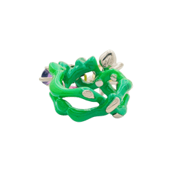 Bague Cocktail DIOR "Milly Carnivora" en or blanc, laque, citrine, améthyste, tourmaline, tsavorites, saphirs et diamants - Castafiore