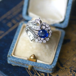 Bague Cocktail en argent, palladium, saphir et diamants - Castafiore