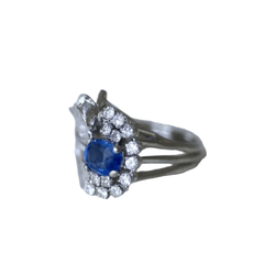 Bague Cocktail en argent, palladium, saphir et diamants - Castafiore