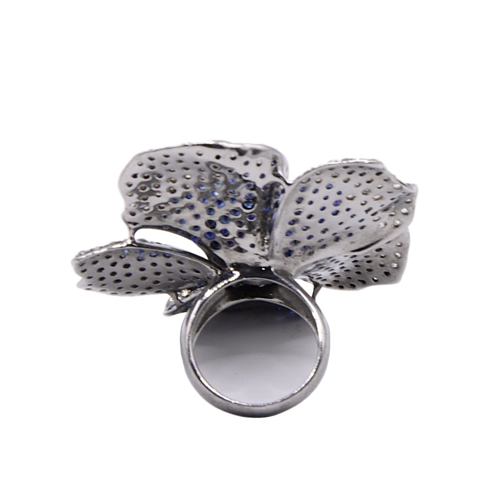 Bague Cocktail en argent, perle, saphirs et diamants - Castafiore