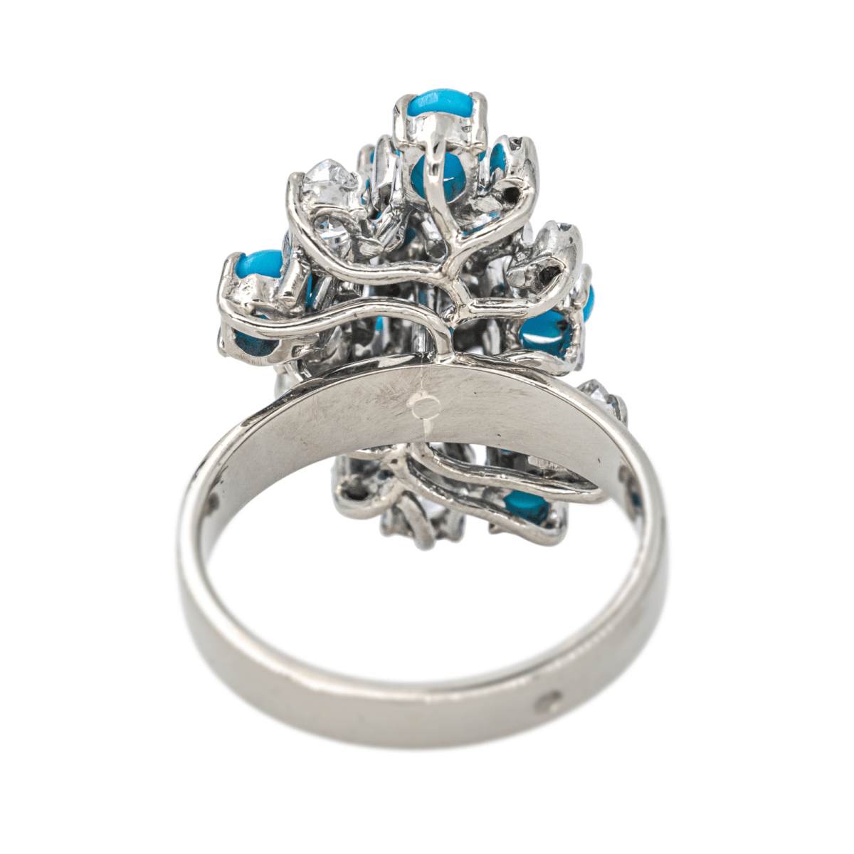 Bague Cocktail en argent, turquoise et diamants - Castafiore
