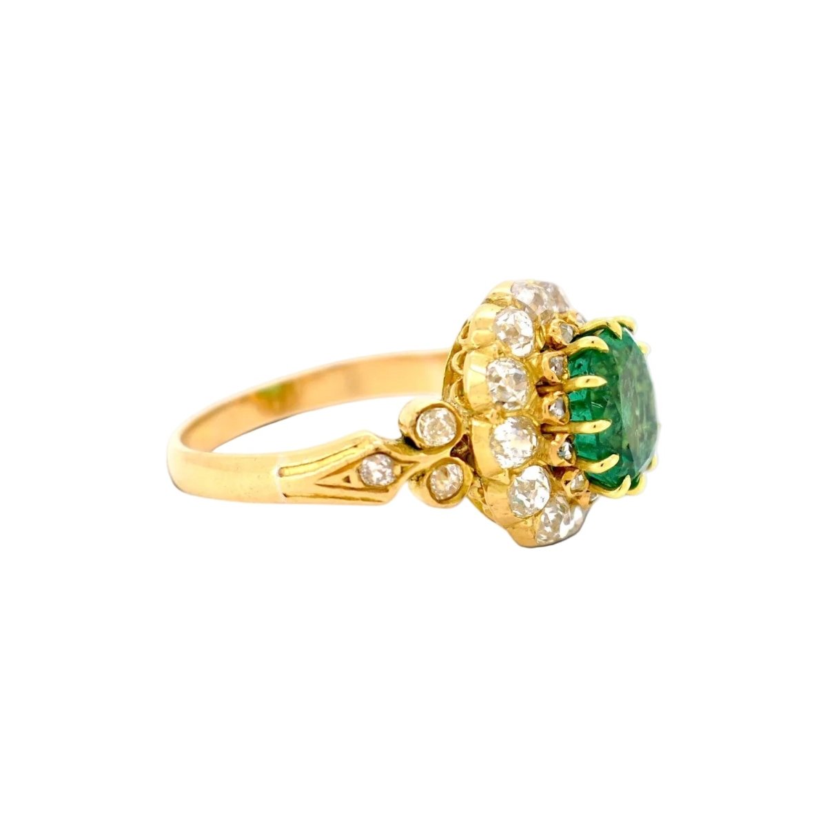 Bague Cocktail en jaune, émeraude et diamants - Castafiore