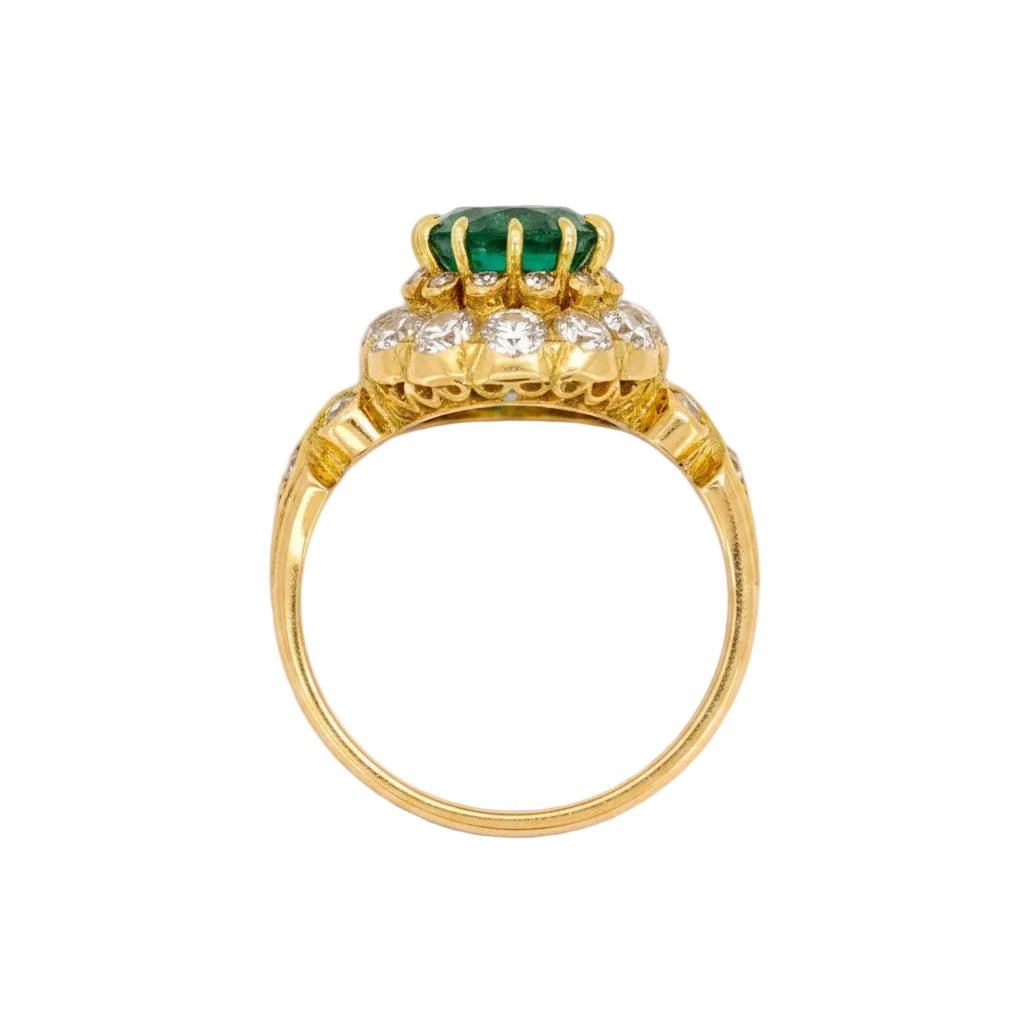 Bague Cocktail en jaune, émeraude et diamants - Castafiore