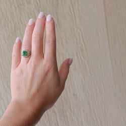 Bague Cocktail en jaune, émeraude et diamants - Castafiore