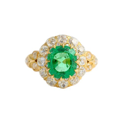 Bague Cocktail en jaune, émeraude et diamants - Castafiore