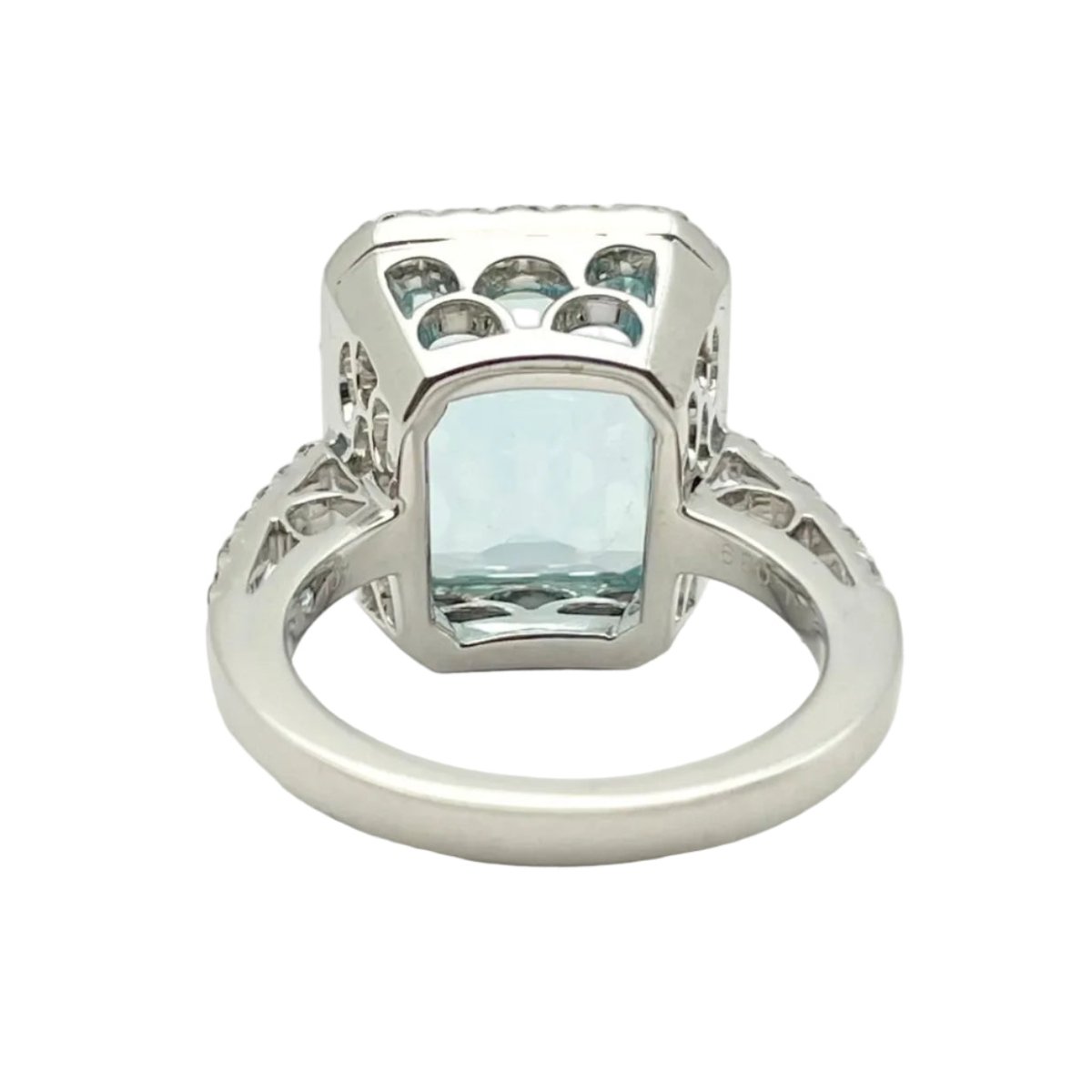 Bague Cocktail en or blanc, aigue-marine et diamants - Castafiore