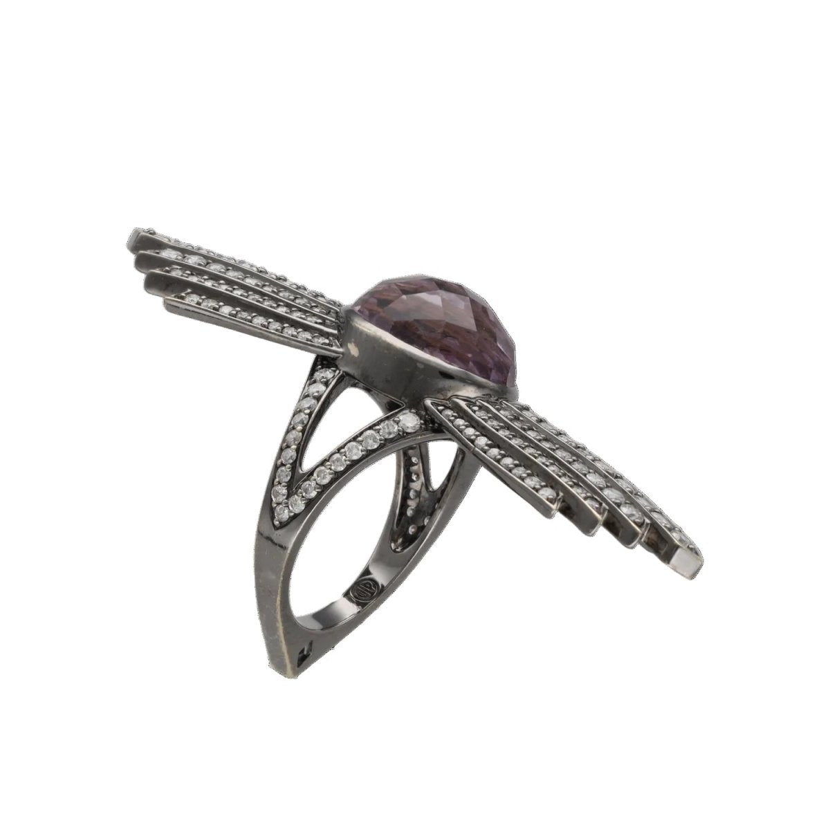 Bague Cocktail en or blanc, améthyste et diamants - Castafiore