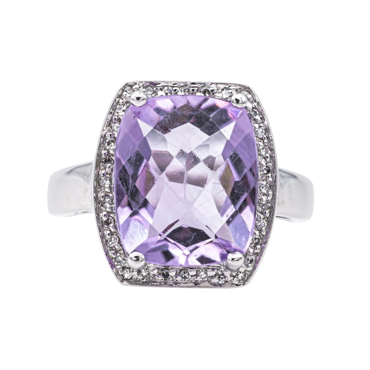 Bague Cocktail en or blanc, améthyste et diamants - Castafiore