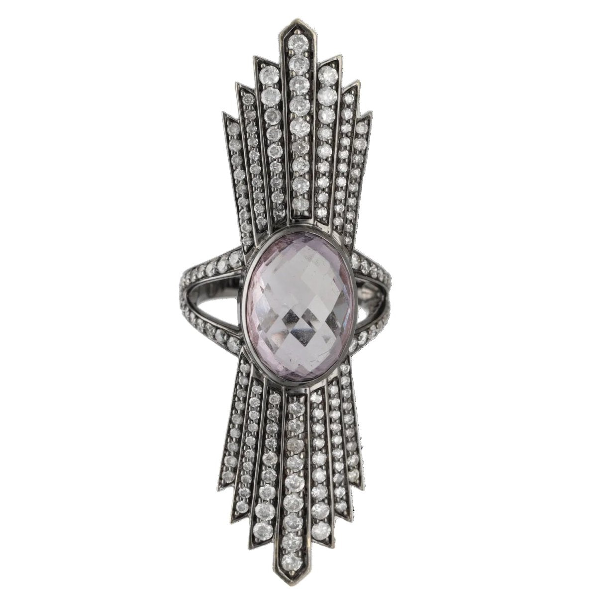 Bague Cocktail en or blanc, améthyste et diamants - Castafiore