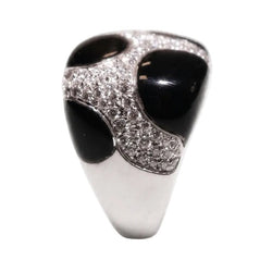 Bague Cocktail en or blanc, émail et diamants - Castafiore