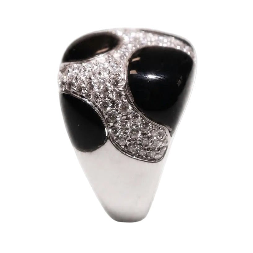 Bague Cocktail en or blanc, émail et diamants - Castafiore