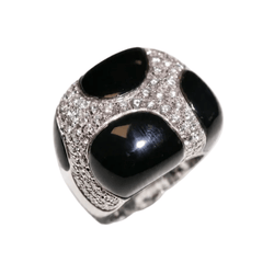 Bague Cocktail en or blanc, émail et diamants - Castafiore