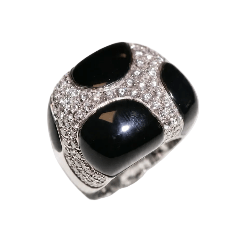 Bague Cocktail en or blanc, émail et diamants - Castafiore