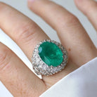 Bague Cocktail en or blanc, émeraude et diamant - Castafiore