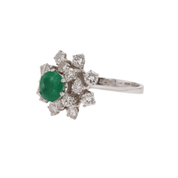 Bague Cocktail en or blanc, émeraude et diamants - Castafiore