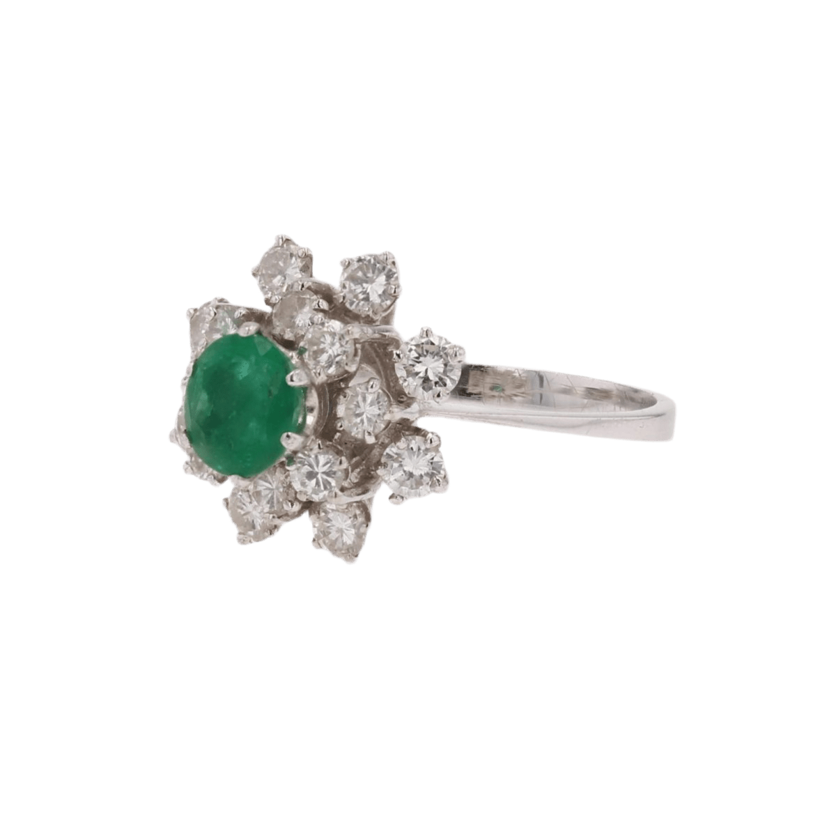 Bague Cocktail en or blanc, émeraude et diamants - Castafiore